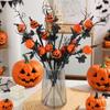 Halloween Scary Decoration Black Pumpkin Stem Bouquet Party Decor Spooky Holiday Atmosphere Floral Arrangement