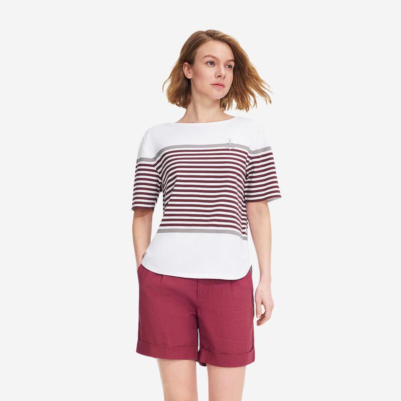 AIGLE Women's Striped Round Neck Short Sleeve T-Shirt