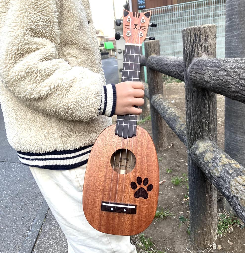 MIYINGE Soprano All Solid Cat Design Case 4 Hawaiian Suitable for Advanced Players Ukulele, Mahogany, (MU-15), Included, Strings, Instrument,