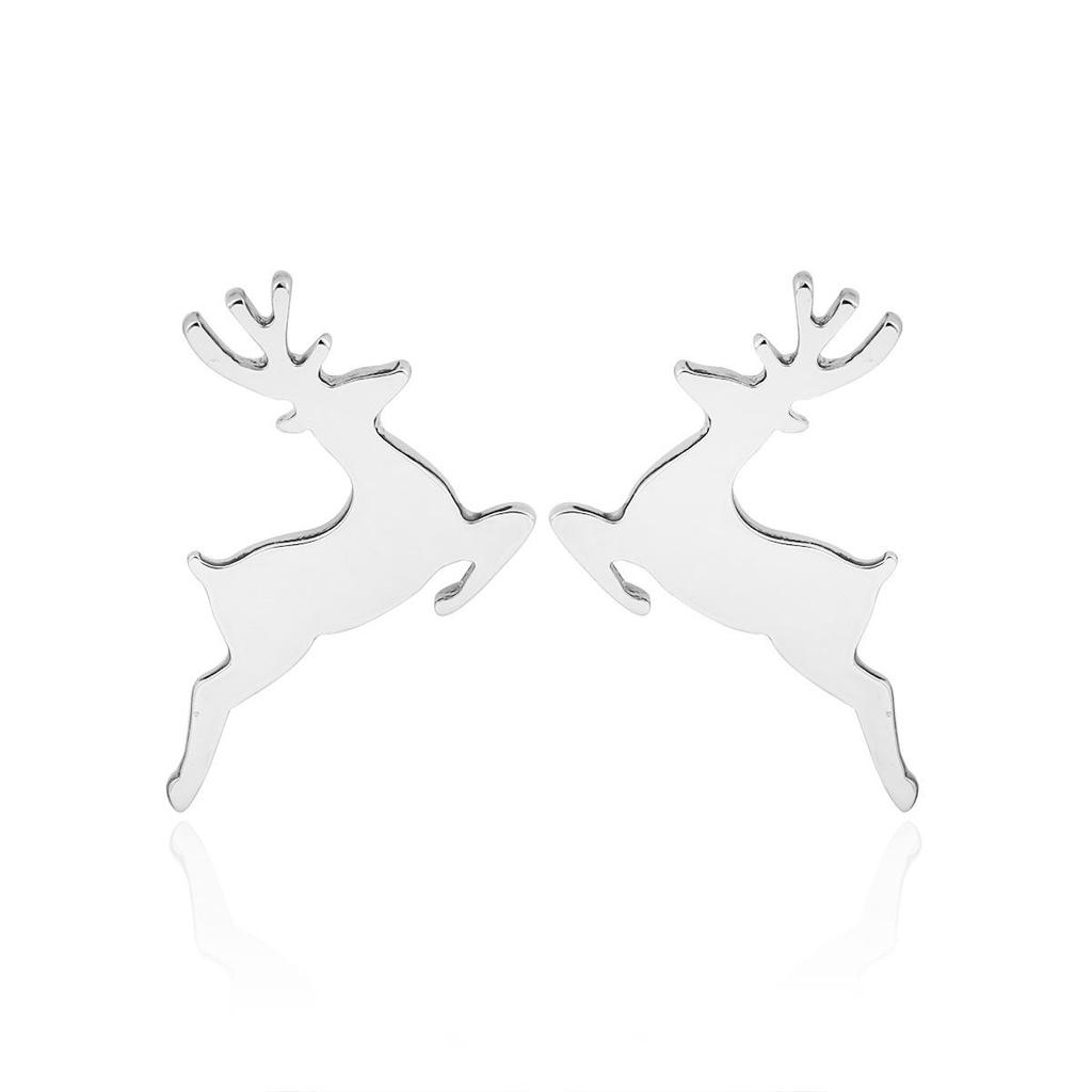 Exquisite Stainless Steel Jumping Fawn Stud Earrings - Christmas Animal Cartilage Jewelry