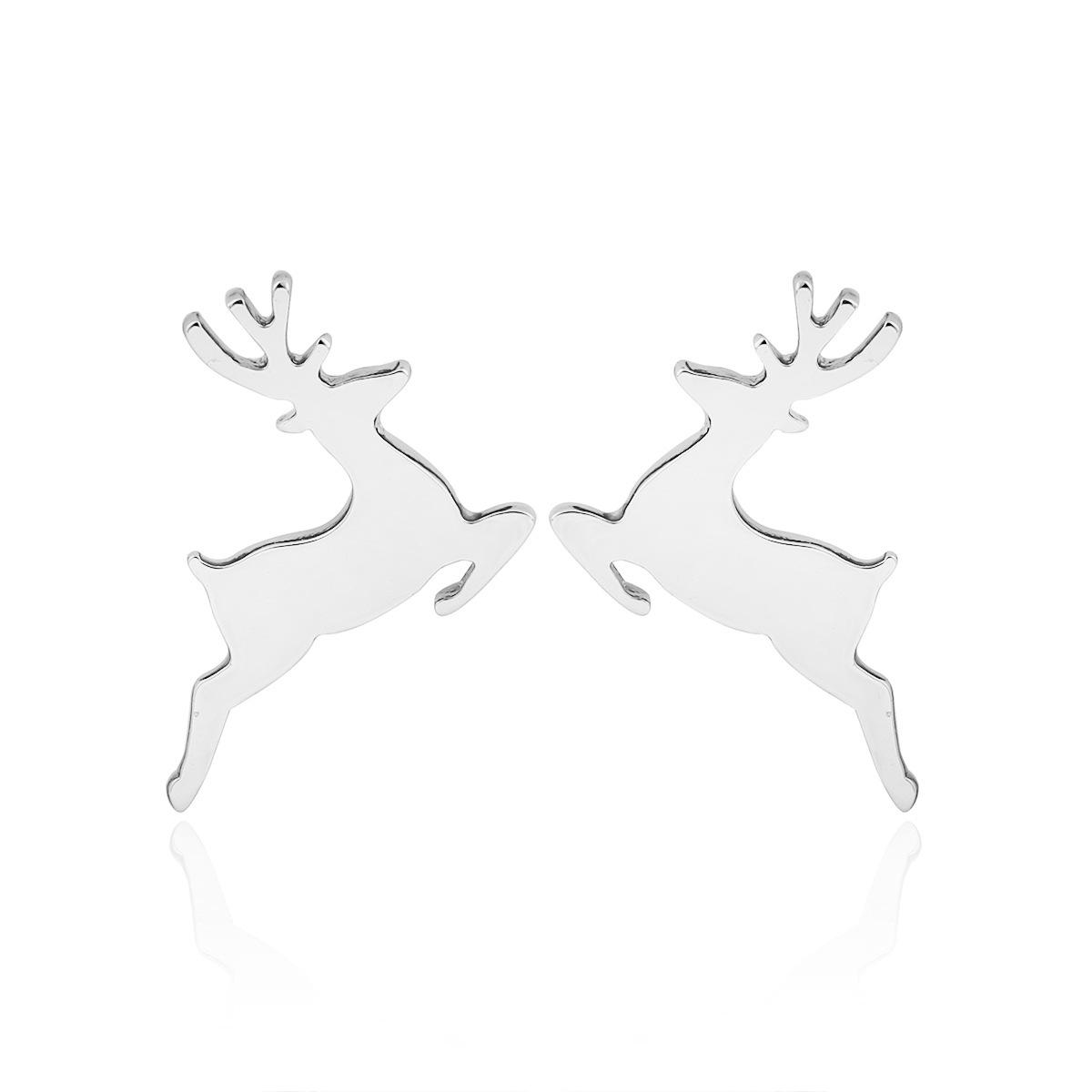 

Exquisite Stainless Steel Jumping Fawn Stud Earrings - Christmas Animal Cartilage Jewelry