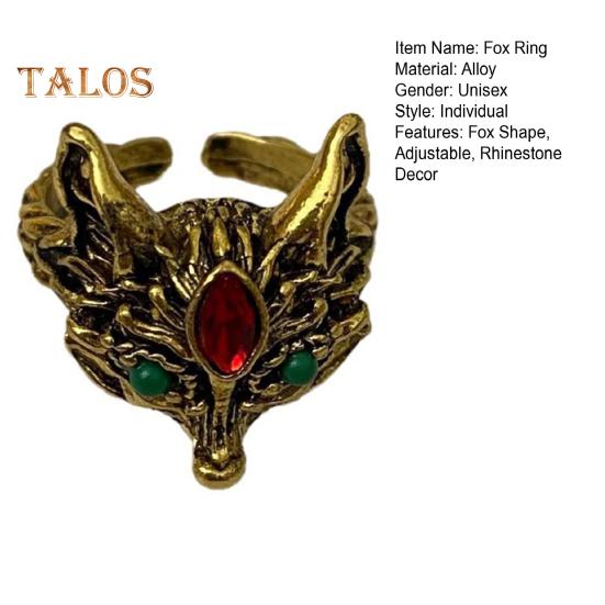 Pierścień Fox w stylu vintage regulowany pierścień otwierający z kryształkami dekoracyjnymi polerowany dorosły impreza klubowa biżuteria na palec indywidualny pierścień ze stopu
