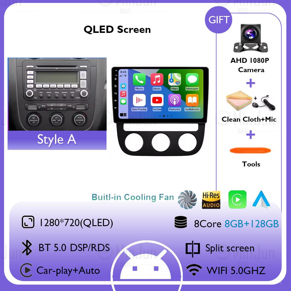2K Screen Android 14 Car GPS Radio Multimedia For Volkswagen Jetta 5 2005 - 2010 Car Radio Multimedia Video Player Navigation