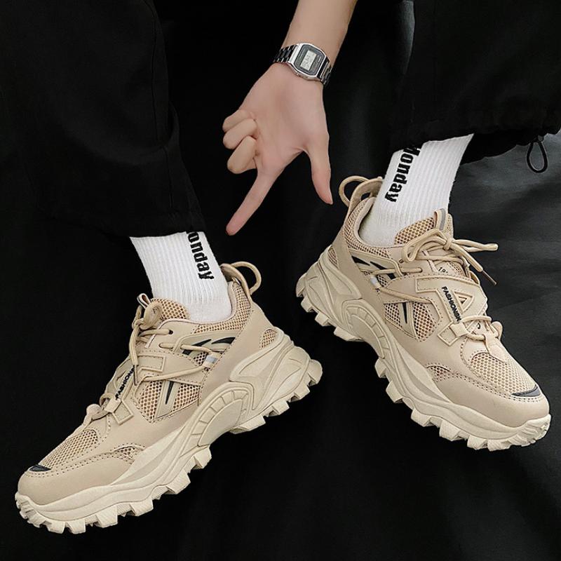 Platform Dad Shoes Spring Large Size 46 Lace Up Sport Shoes Trend Chunky Increase Casual Sports Shoes Zapatillas Hombre 2024