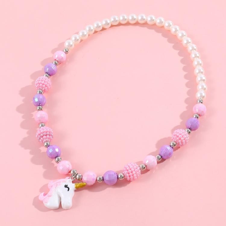 2Pcs Fashion Simple Colorful Beaded Short Necklace Bracelet Female Jewelry