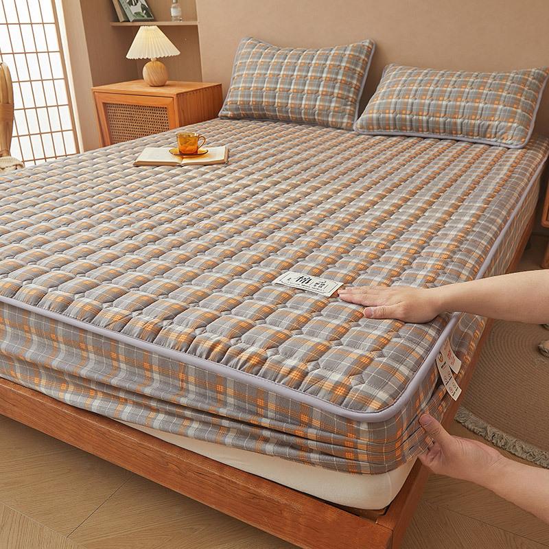 Unprinted Cotton Mattress Three-piece Set of Padded Cotton Thickened All-inclusive Simmons Mattress Protective Cover Non-slip