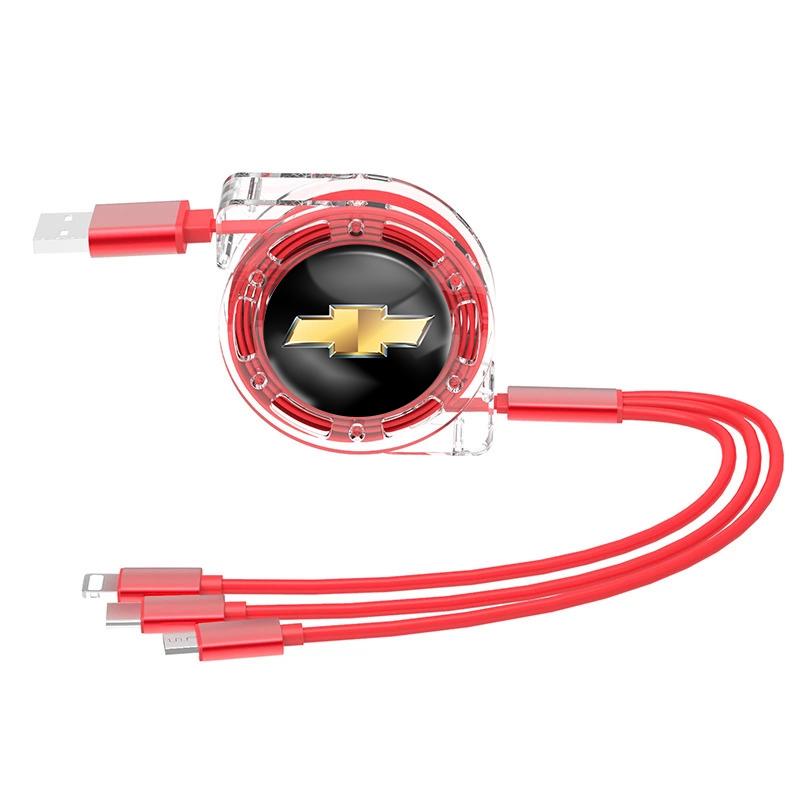 Car Quick Charger Micro USB Type-C 3-in-1 Fast Charging Cable For Chevrolet Cruze Spark Captiva Suburban Camaro Malibu Silverado