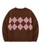 WAIKEI Drawing Puppy Argyle Knit Brown