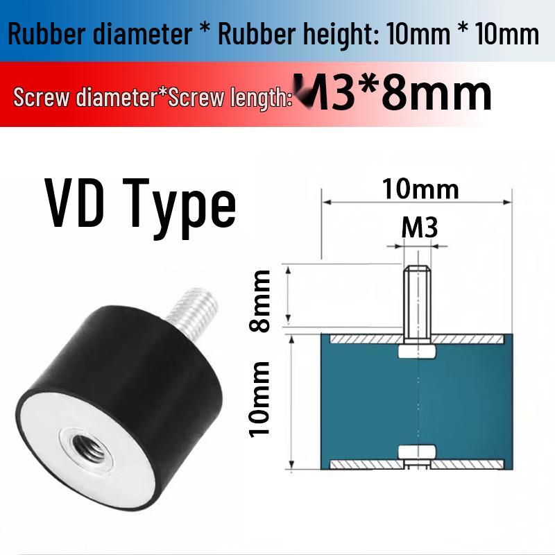 VD Type Cylindrical Rubber Vibration Isolator Pad with Inner & Outer Thread – NHE02 Motor Shock Absorbing Foot Pad