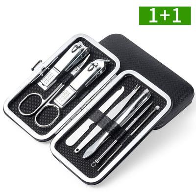 1+1 Portable Nail Clipper Set 8 Types Stainless Steel Cuticle Toenail Nail Care Nail Clipper OFDJ-NCP8P