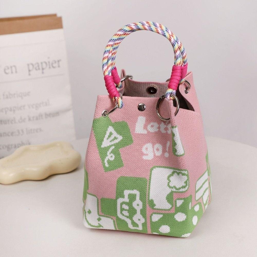 Storage Bag Knit Tote Bag Lightweight Gingerbread Man Ring Buckle Bag Large Capacity Christmas Elk Magnetic Buckle Bag Commuting