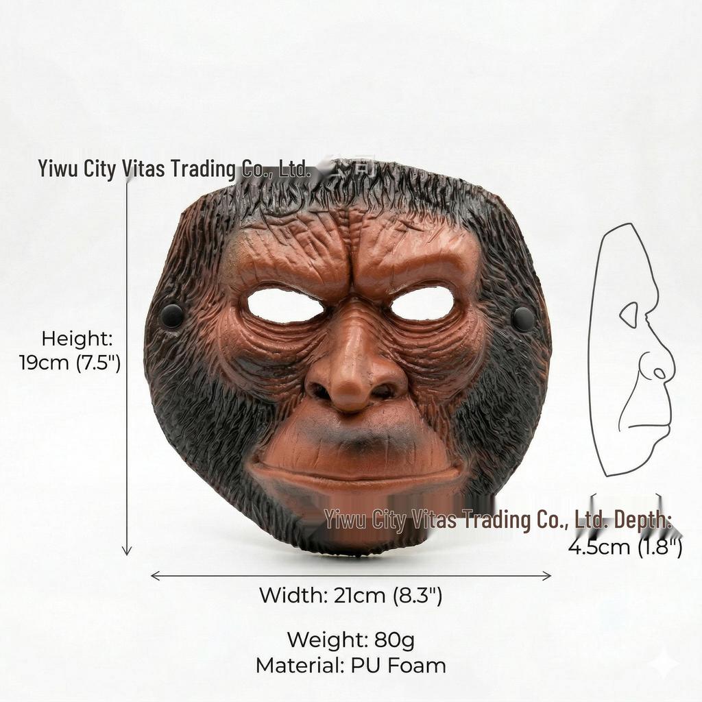 Maschera 3D di Orango per Feste di Halloween, Carnevale e Mardi Gras