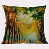 Autumn Tree Landscape Decoration Cushion Cover Cotton Linen 3D Oil Painting Scenery Sofa Decorative Throw Pillow Case Cojines