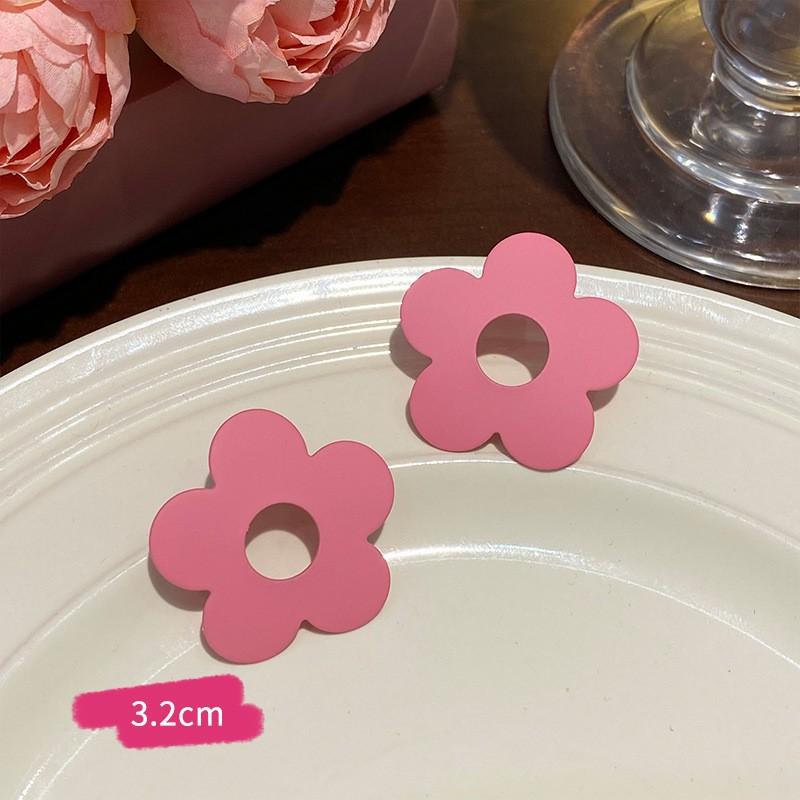 

Этнические большие серьги-гвоздики с цветком для женщин, модные винтажные розово-красные двухслойные эмалевые цветочные серьги-гвоздики, ювелирные изделия, подарки