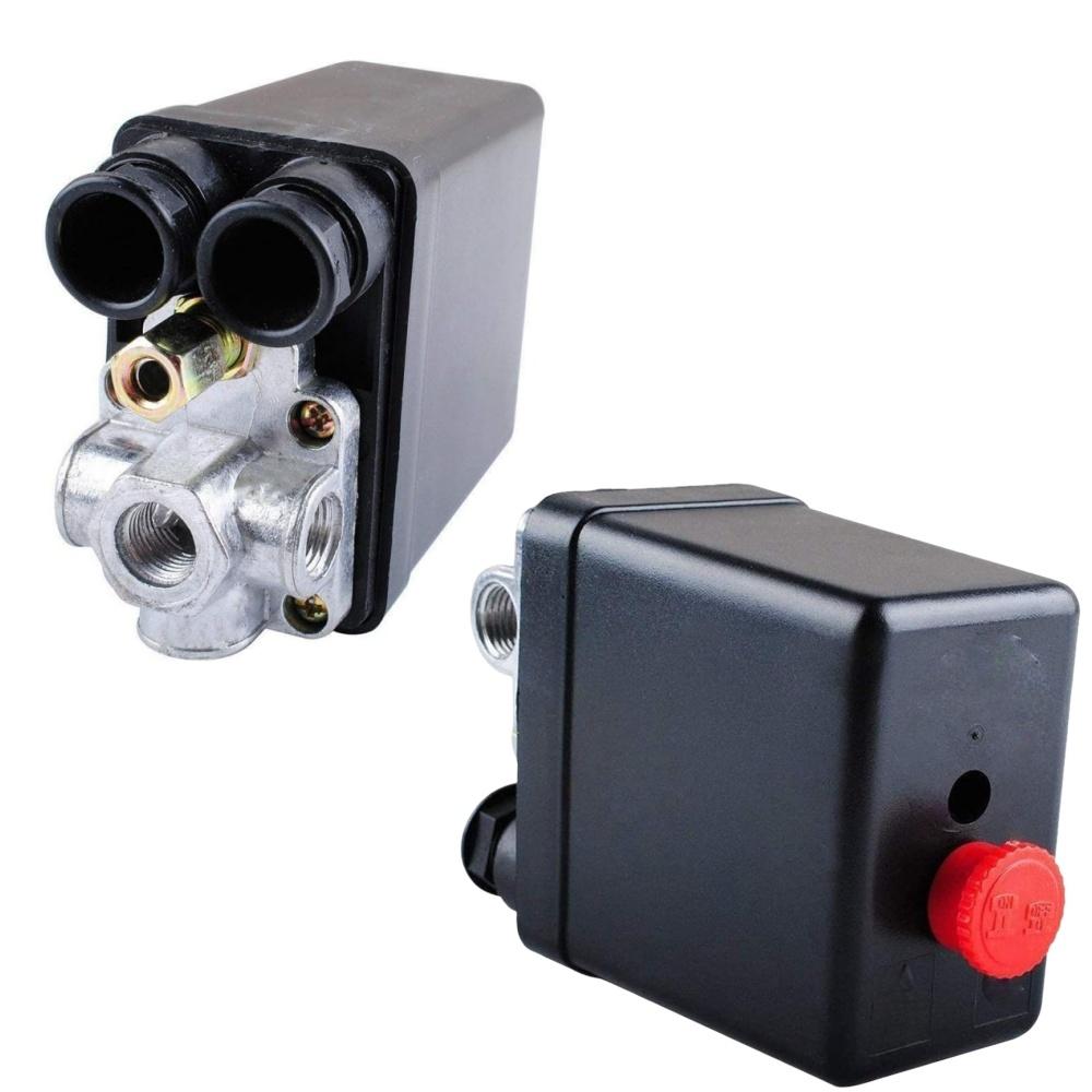 Air Compressor Pressure Switch 90-120psi Automatic Air Pressure Switch 4Port Manifold Electric Air Compressors Tool Accessory