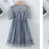 Children Dress Spring Summer Kids Clothing  Baby Girls Clothing Wave Point Short Sleeve Dress Girl Mesh Dress Ruffle