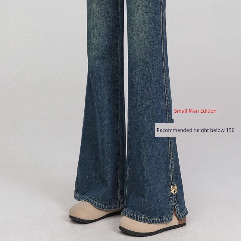 

Vintage Blue Split-Flap Jeans for Women, Spring Season, Plus Size, for Curvy Figures, Slimming Stretchy Flared Pants Vintage Blue (Petite Size) 4XL