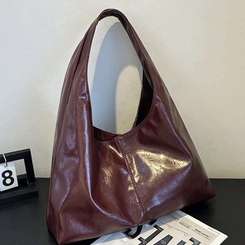 

Ретро сумка-мессенджер женская 2025 лето новая модная универсальная ретро сумка-тоут большой вместимости подмышечная женская сумка бордовый