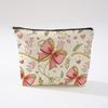 Pink Bowknot Zipper Storage Bag Travel Portable Wash Pouch Student Pencil Case Multi-Purpose Organizer for Women