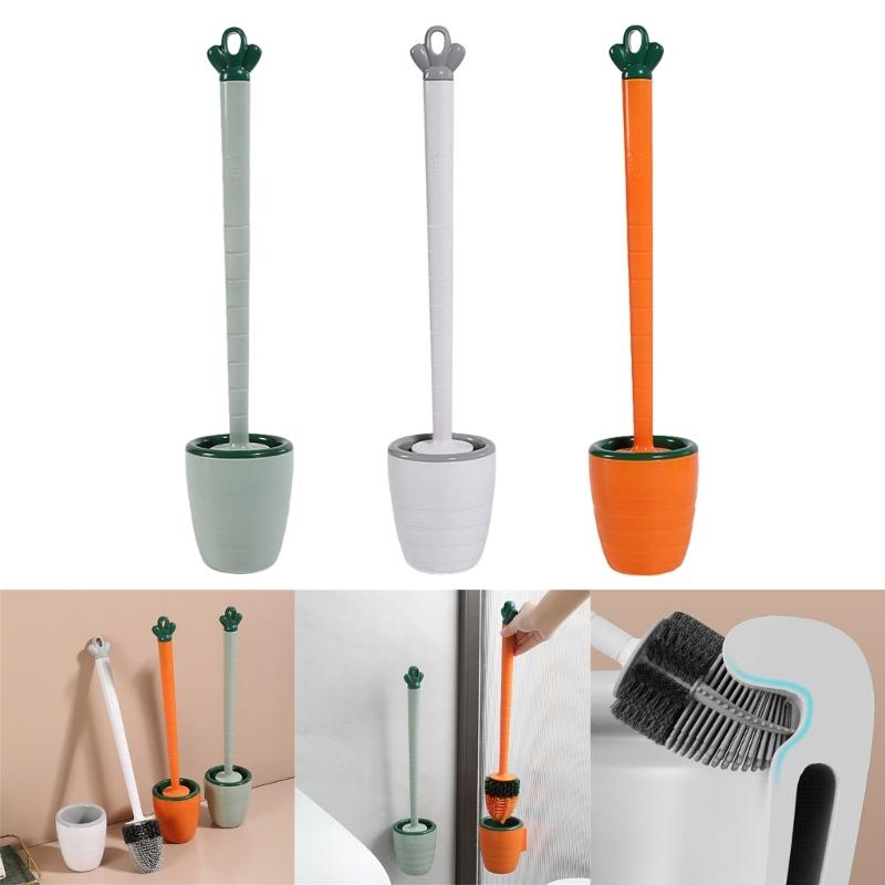 Toilet Brush Lavatory Brush Carrot Toilet Brush Holder Set No Drill Innovative Durable Bathroom Cleaning Brush