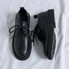 Men's Shoes Autumn and Winter New Platform Business Casual Round Head Leather Shoes Lace-up Wedding Shoes Large Size Leather Shoes Men