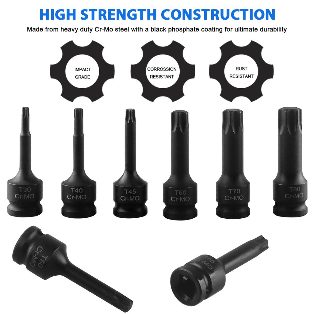 8pcs Bit Socket Set Impact Drill Bit Adapter H/T/M Type for Car Auto Bicycle Repair Hand Tools Power Drills Socket Wrench