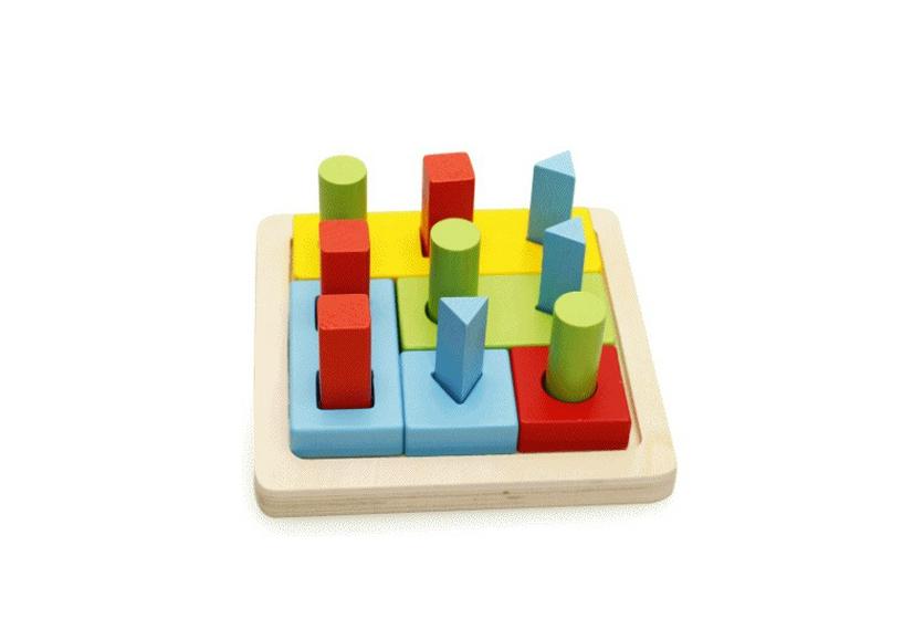 Kids' Educational Wooden Shape Stacking Blocks - Toddler Learning Toy