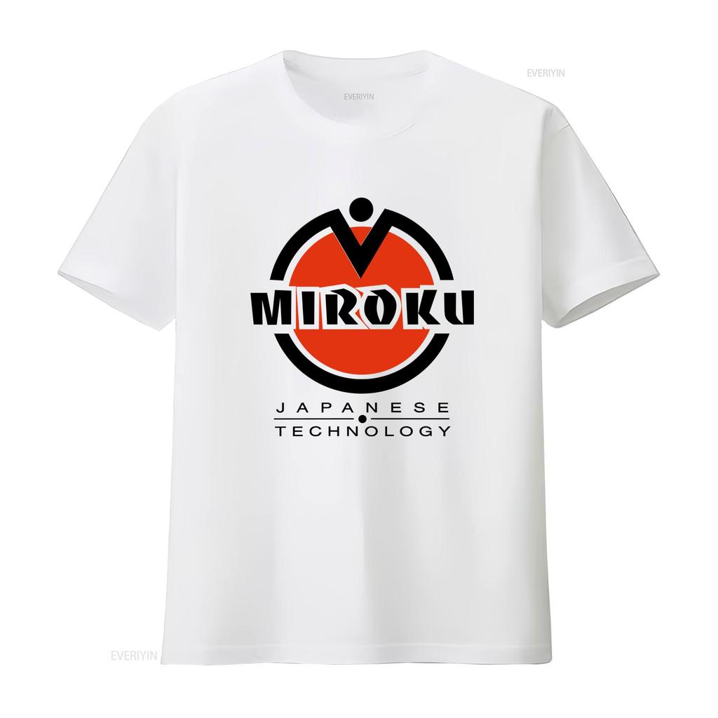 Miroku Japanse Technologie Logo Heren Wit T-shirt Maat S 5XL vintage Gewassen Stijlvol Top Voor Dagelijks Gebruik Rekbaar Unisex