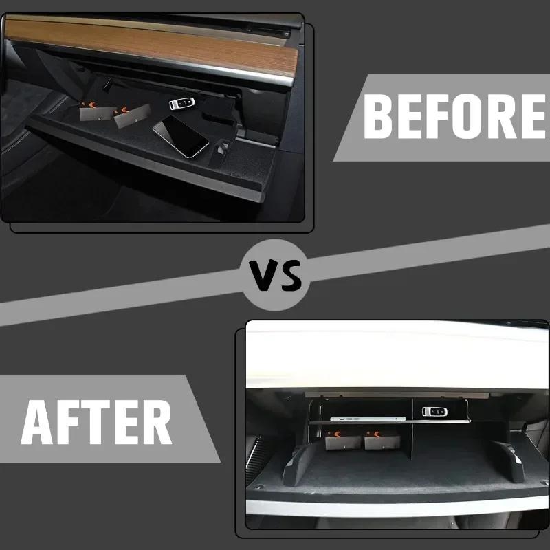 Car Glove Box for Tesla Model 3/Y 2018-2025 Storage Partition Plate Console Organizer Container Glovebox Center Layered Shelf