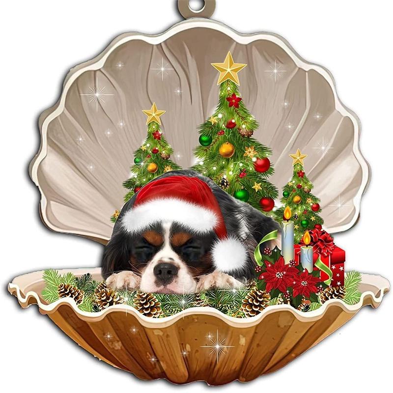 Cute Cartoon Acrylic Car Hanging Decoration For Christmas Tree Shell Sleeping Dog
