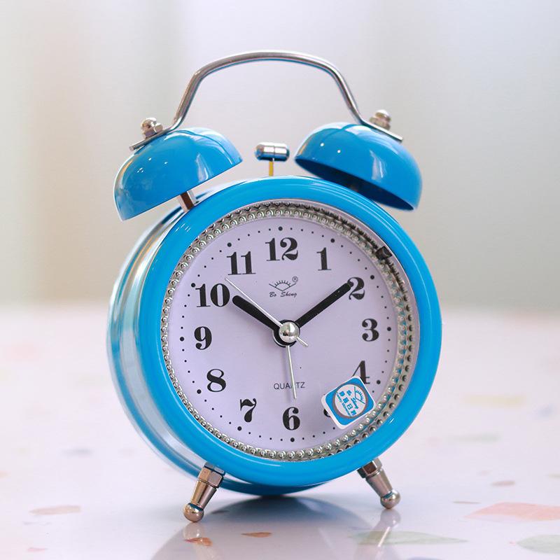 Metal Ringing Alarm Clock Student Bedside Fashionable Simple Silent Alarm Clock Alarm Table Bell with Night Light Super Alarm Ring