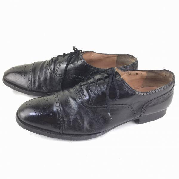 Salvatore Ferragamo Semi Brogue Business Shoes Black Size 10D 27.5-28.0 Men's(USED)