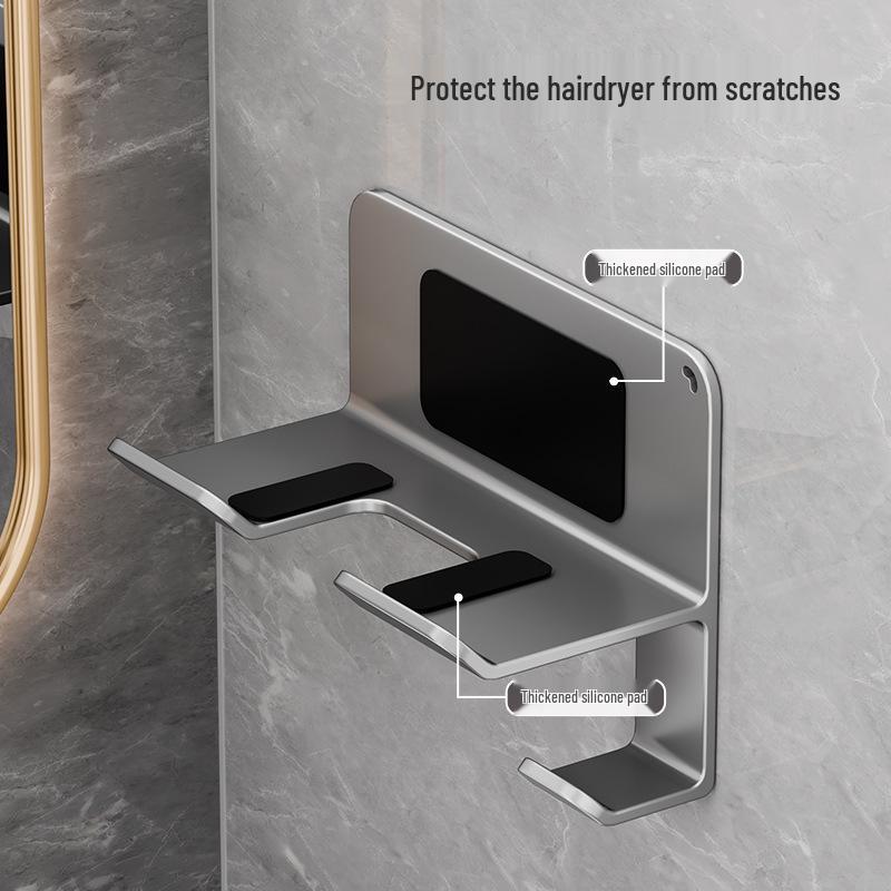 Wall-Mounted Electric Hair Dryer Holder with Cord Wrap