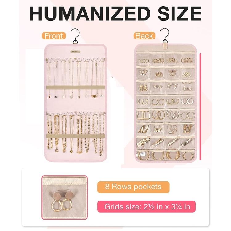Portable Jewelry Rack with Metal Hook Jewelry Storage Roll for Storing Earrings