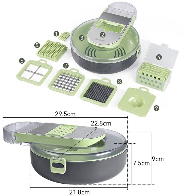 9 In1 Multifunctional Vegetable Slicer Cutter Shredders Slicer With Basket Fruit Potato Chopper Carrot Grater Kitchen Accessorie
