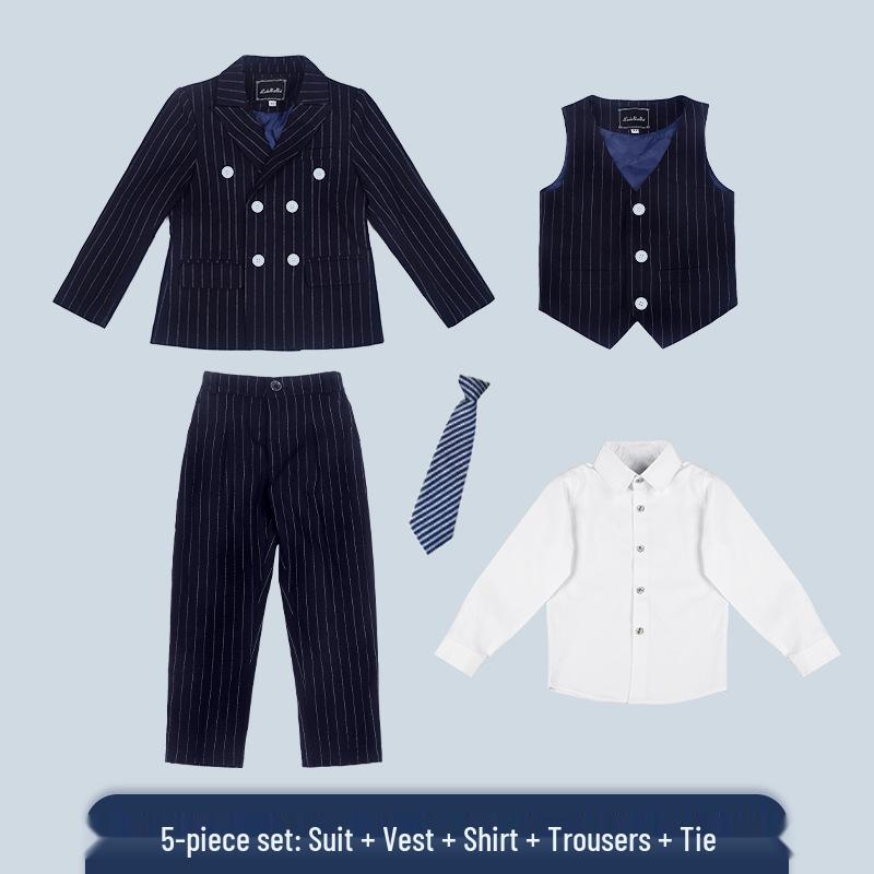Plus Size Boys' Striped Formal Suit for Kids - Autumn & Winter Collection