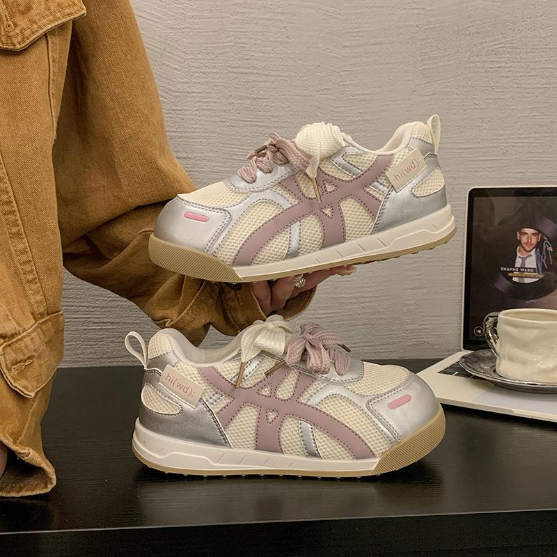 Versatile Breathable White Shoes Women's 2025 Summer New Mesh Training Shoes Ins Retro Forrest Gump Sports Board Shoes