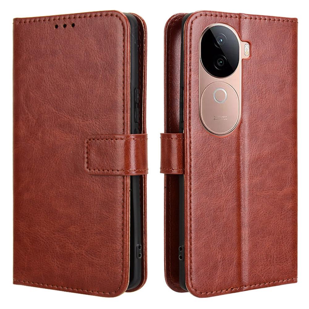 For vivo V40e 5G/iQOO Z9s 5G Case Crazy Horse Texture PU Leather Phone Wallet Cover