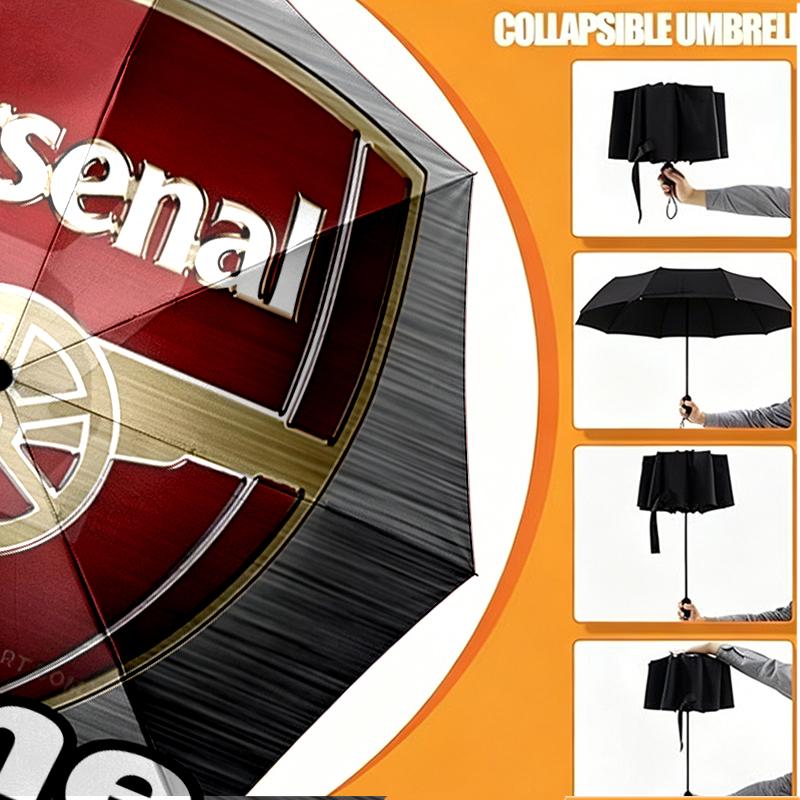 Custom Name Personalized football team F.C Print Umbrella, Auto Open Close, 8‑Rib Sturdy Frame, Commute Camping Hiking Use, Birthday Gift