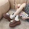 Cute cartoon doll bag head non-slip slippers spring and summer 2025 new models increase height one pedal small slippers women