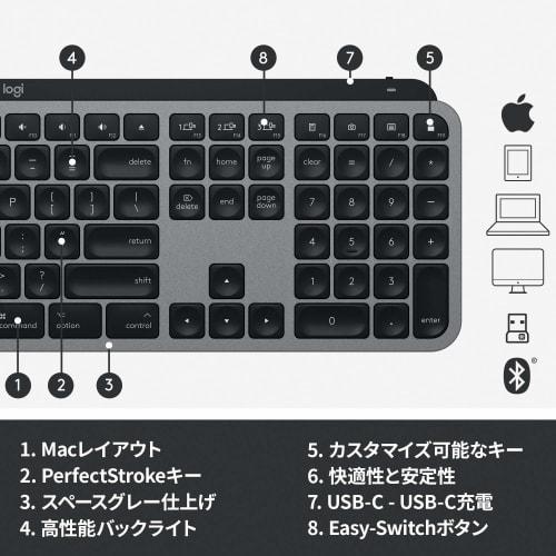 Logitech Advanced Wireless Illuminated Keyboard KX800M MX KEYS for Mac Rechargeable US Layout bluetooth Unifying iPad Wireless Wireless Keyboard Thin