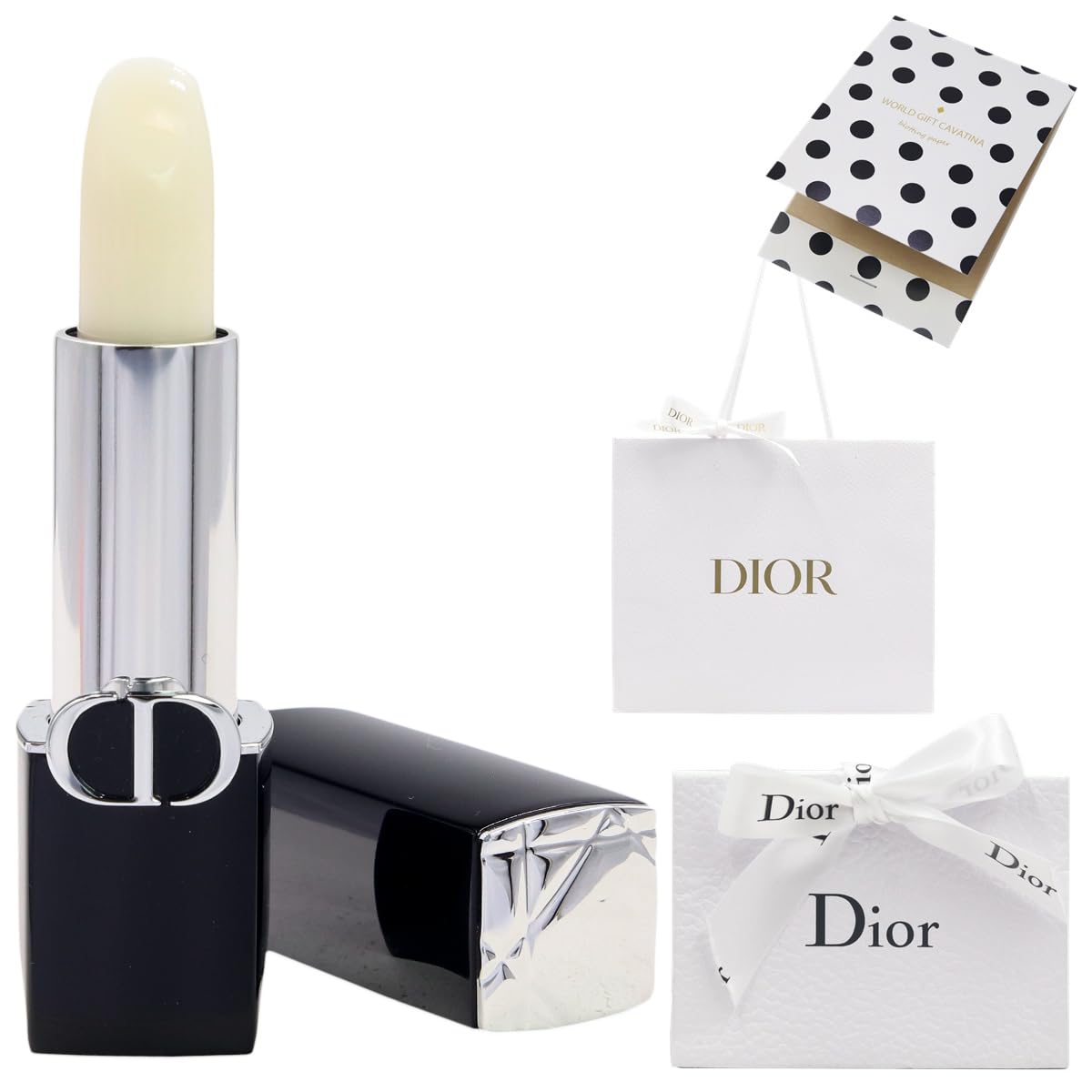 Упаковка и бумажный пакет Помада Dior Rouge Dior Бальзам Натуральный Сатиновый штука [Подарок в комплекте] 000/Dior 3,5 г (Без персонализации, 000/Прозрачный) 1,0