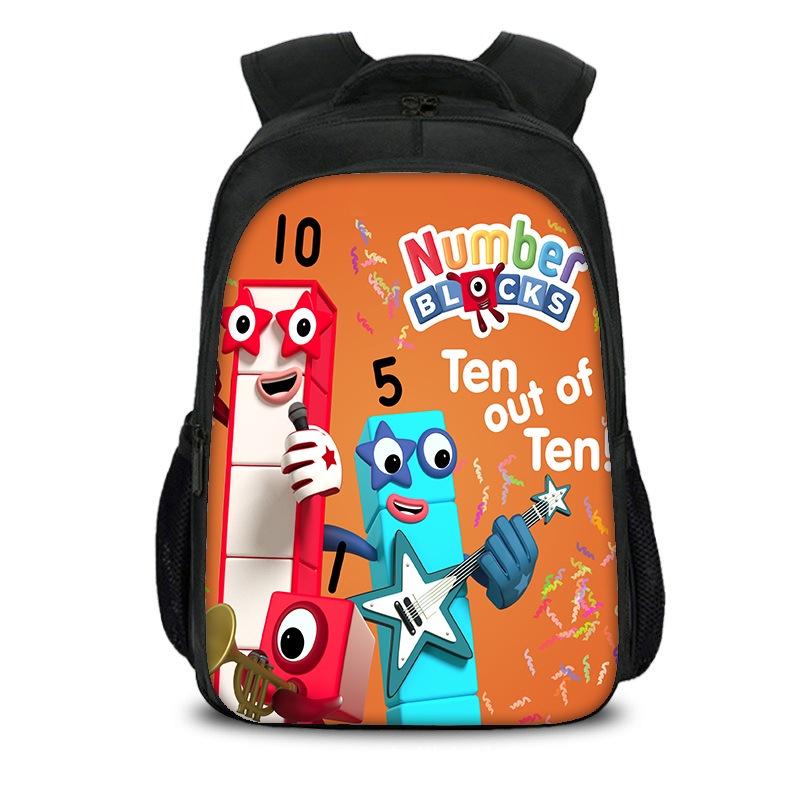 Plecak dla dzieci chłopców dziewcząt Numberblocks Torba szkolna Plecak podróżny Duża pojemność Wytrzymały materiał nylonowy Przestronna pojemność 20 l Wiele przegródek