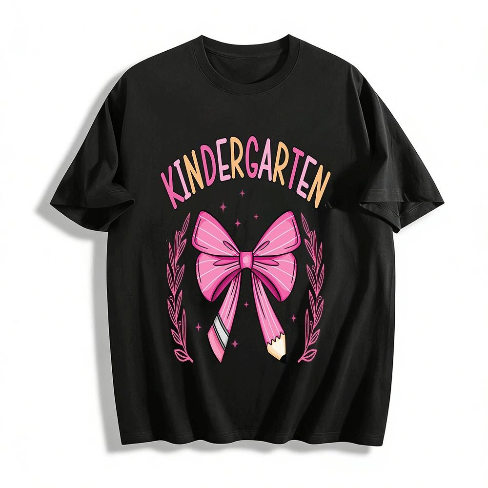 Kindergarten Pencil Bow Print Kids Casual Top Pure cotton T-shirt XXS