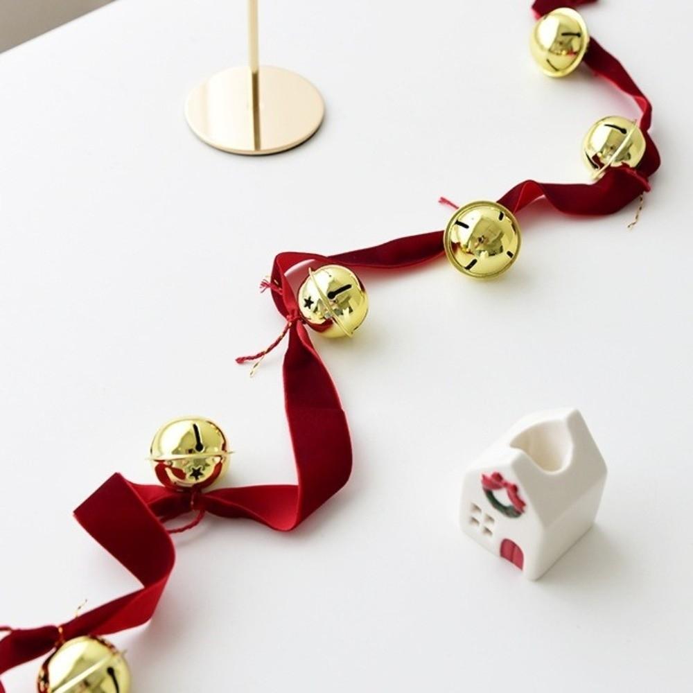 Red Ribbons Bell Pendants 2.7m Xmas Tree Hanging Bells  Festive Atmosphere