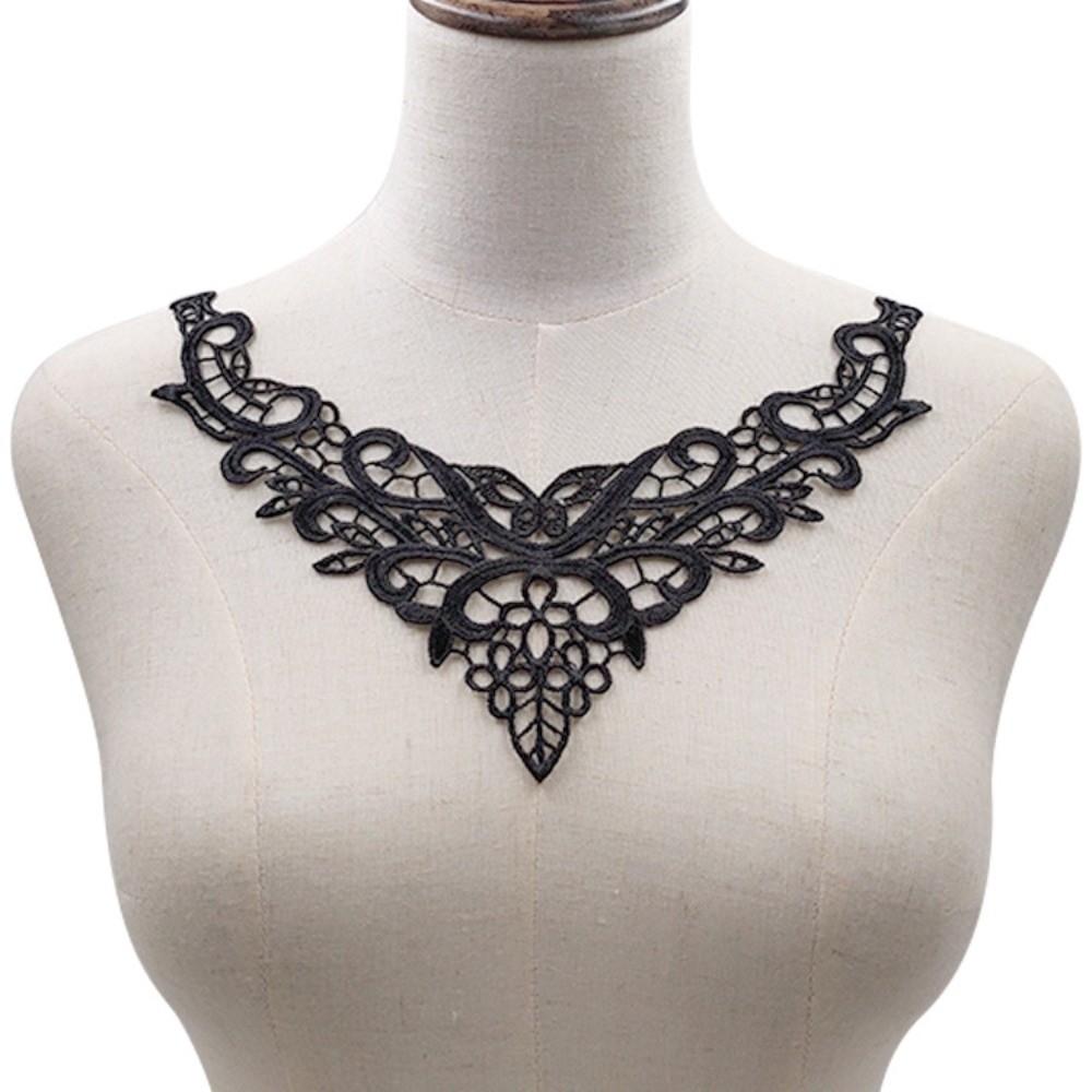 

Elegant V-Neck Hollow False Collar New Lace Neckline for Dress Gown Costumes DIY Sewing Collar чорний