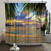 Summer Seaside Shower Curtains Ocean Beach View Coconut Trees Bath Curtain Polyester Fabric Bathroom Restroom Decor With Hooks