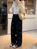 Women's Plus Size Retro Corduroy Rabbit Embroidery Straight-Leg Pants for Autumn Winter