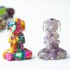Zen Sitting Dog Resin Art Desk Decor Handmade Crystals For Meditation Gift