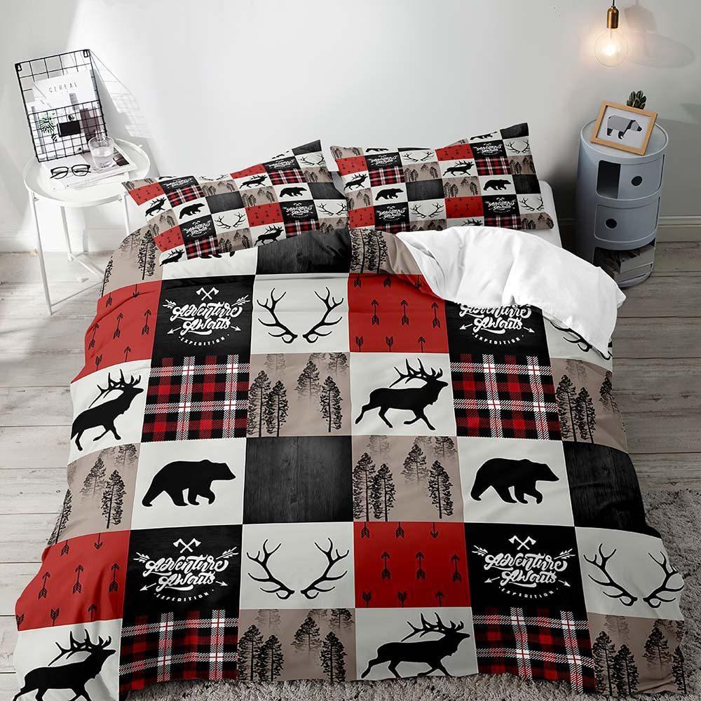 Christmas Cute Dwarf Three-Piece Quilt Cover 3D Digital Printing Bedding Set